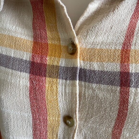 Vintage Button Up Plaid Blouse Lightweight Womens Shirt Size 14 16 - Picture 5 of 7